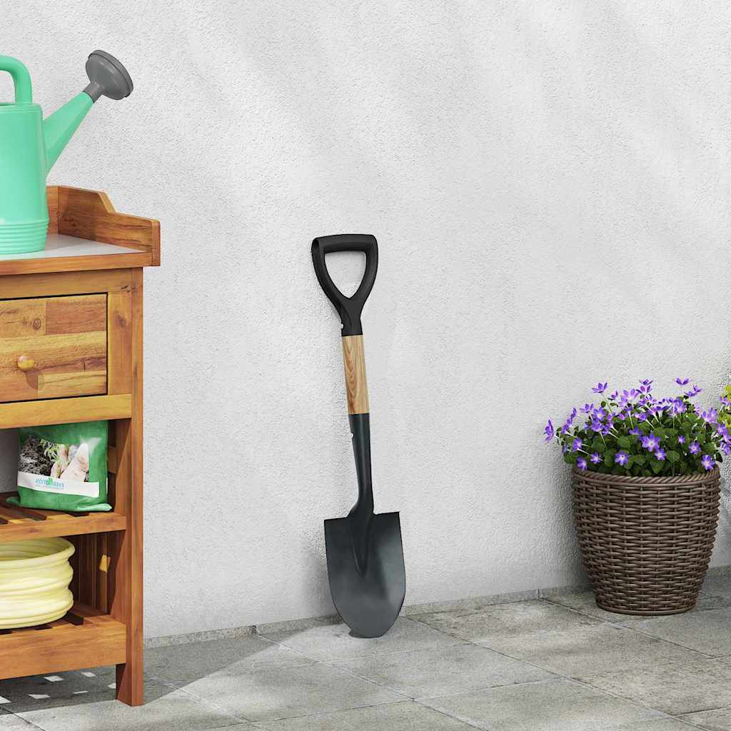 Pala Nero 68,5 cm Acciaio Rivestito e Legno Massiccio