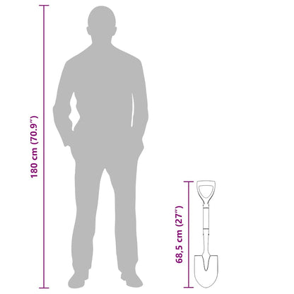 Pala Nero 68,5 cm Acciaio Rivestito e Legno Massiccio