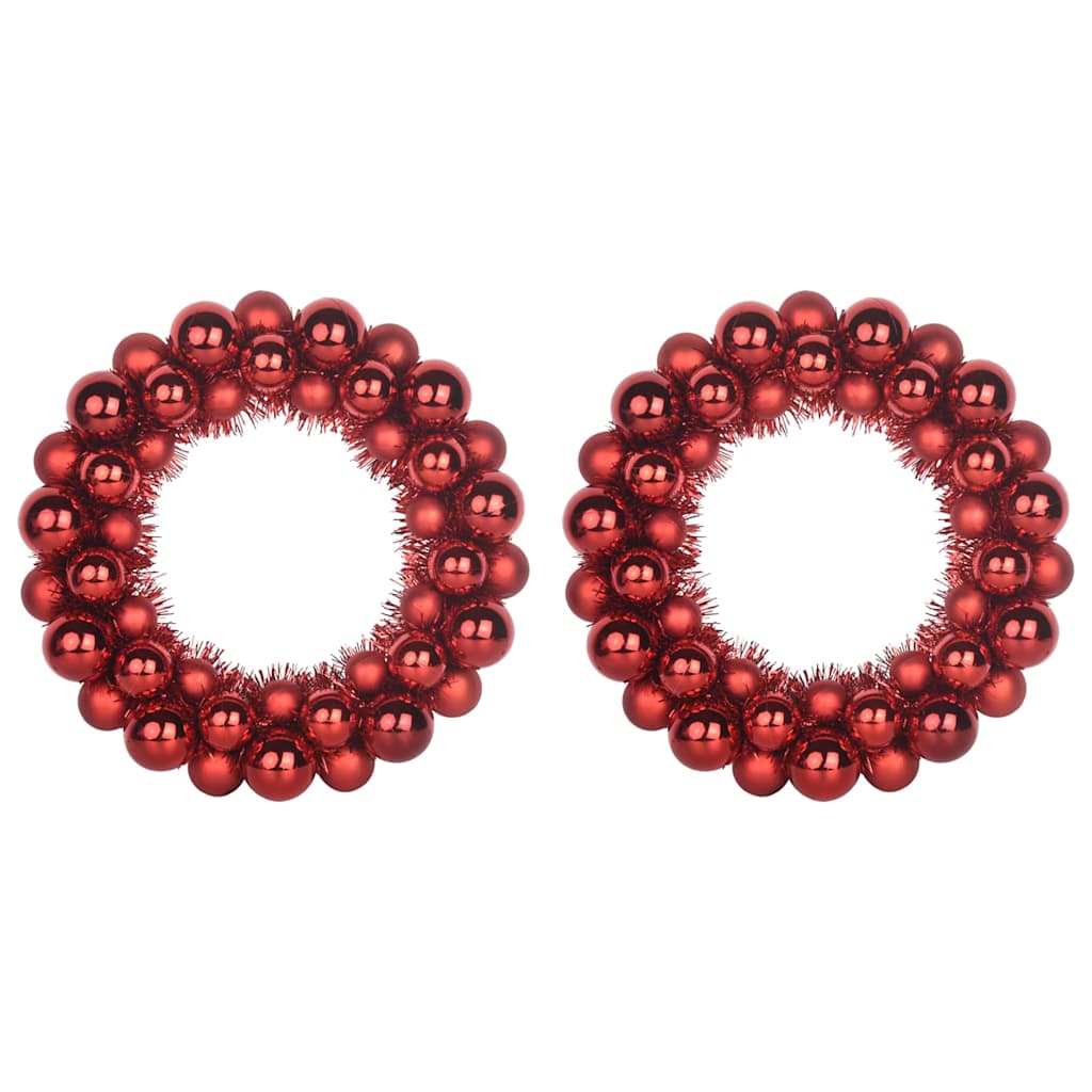 Corone di Palline di Natale 2 pcs Rosso 33 x 33 x 7 cm | homemem39