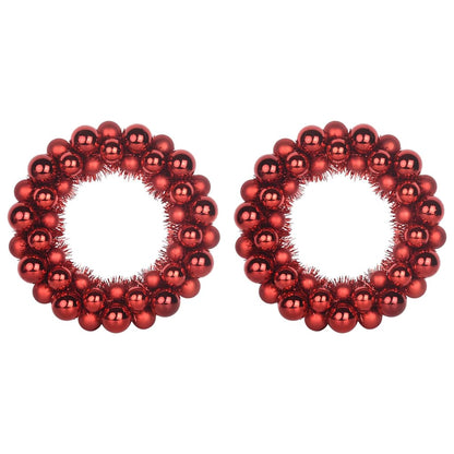 Corone di Palline di Natale 2 pcs Rosso 33 x 33 x 7 cm | homemem39