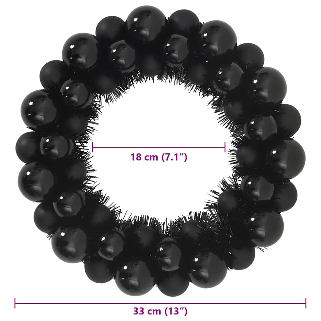 Corone di Palline di Natale 2 pcs Nero 33 x 33 x 7 cm | homemem39