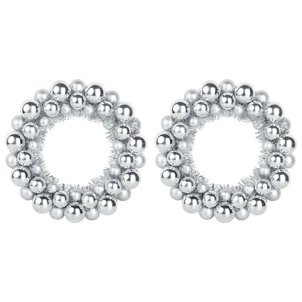 Corone di Palline di Natale 2 pcs Argento 33 x 33 x 7 cm | homemem39