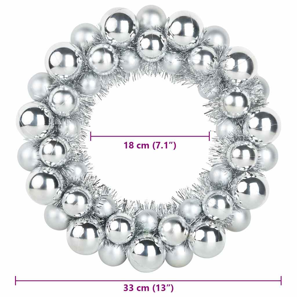 Corone di Palline di Natale 2 pcs Argento 33 x 33 x 7 cm | homemem39