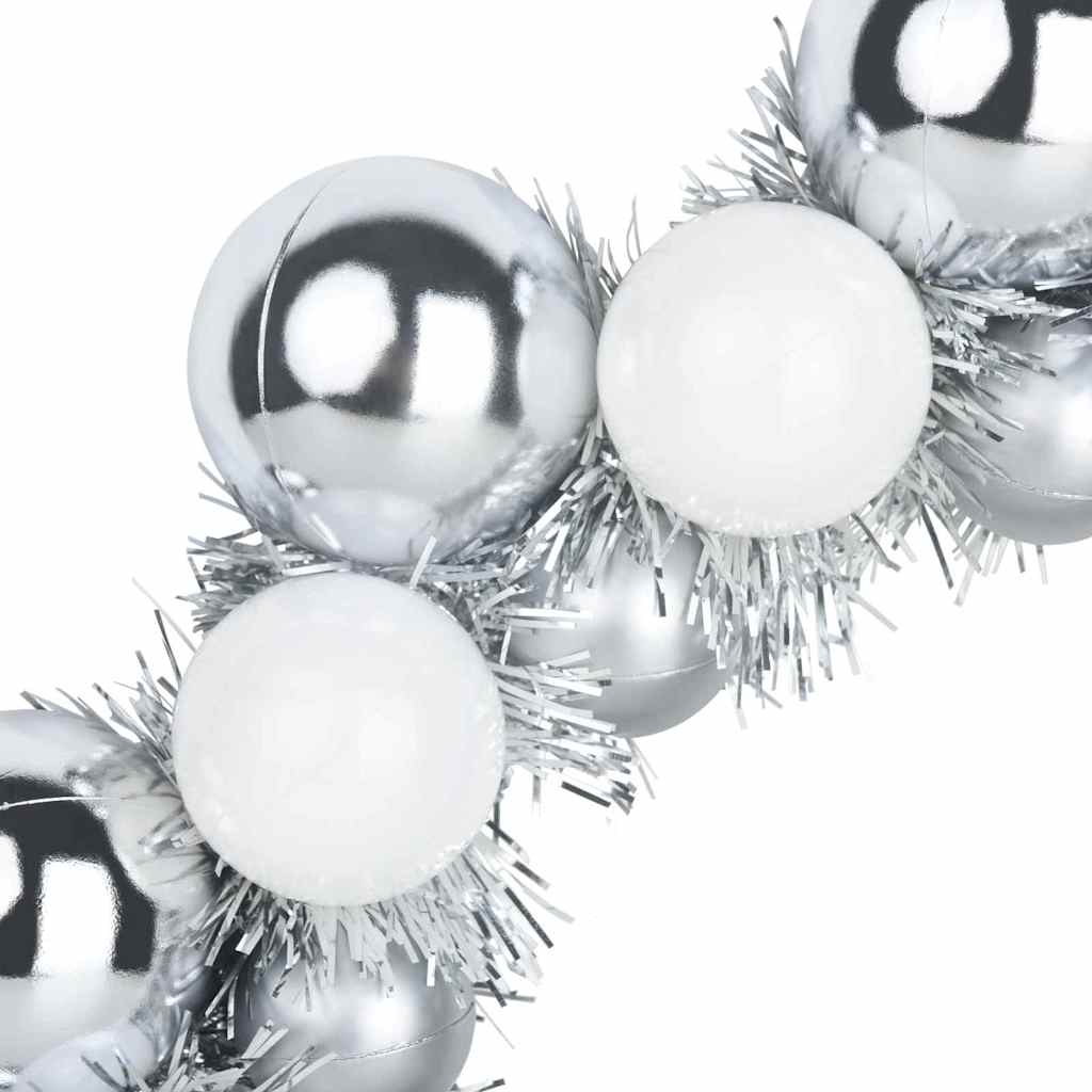 Corone di Palline di Natale 2 pcs Bianco e Argento | homemem39