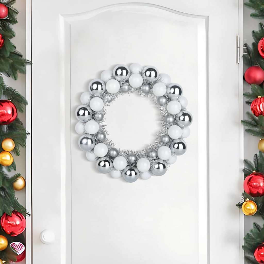 Corone di Palline di Natale 2 pcs Bianco e Argento | homemem39