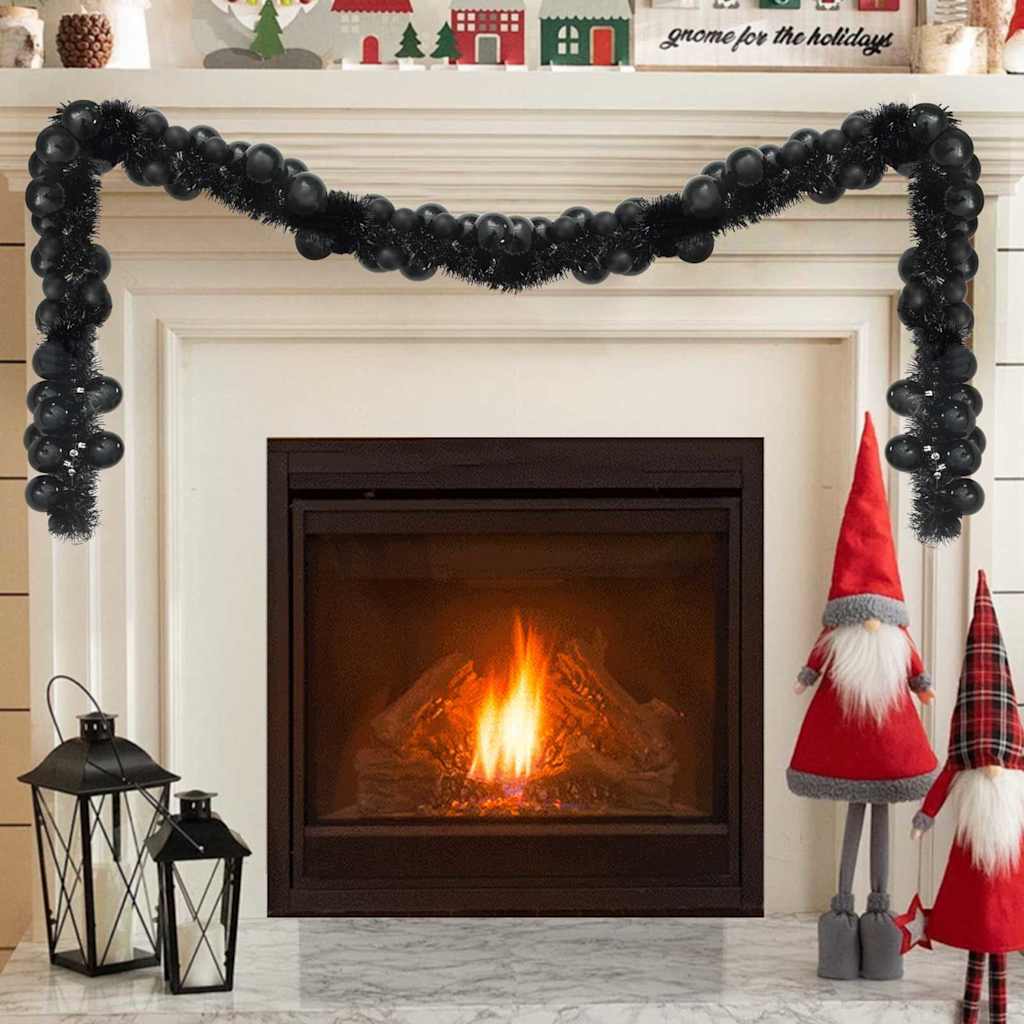 Ghirlanda di Palline di Natale Nero 186 cm Polistirolo | homemem39