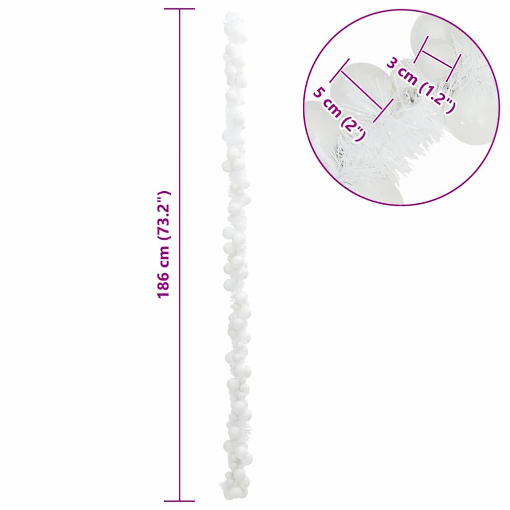 Ghirlanda di Palline di Natale Bianco 186 cm Polistirolo | homemem39