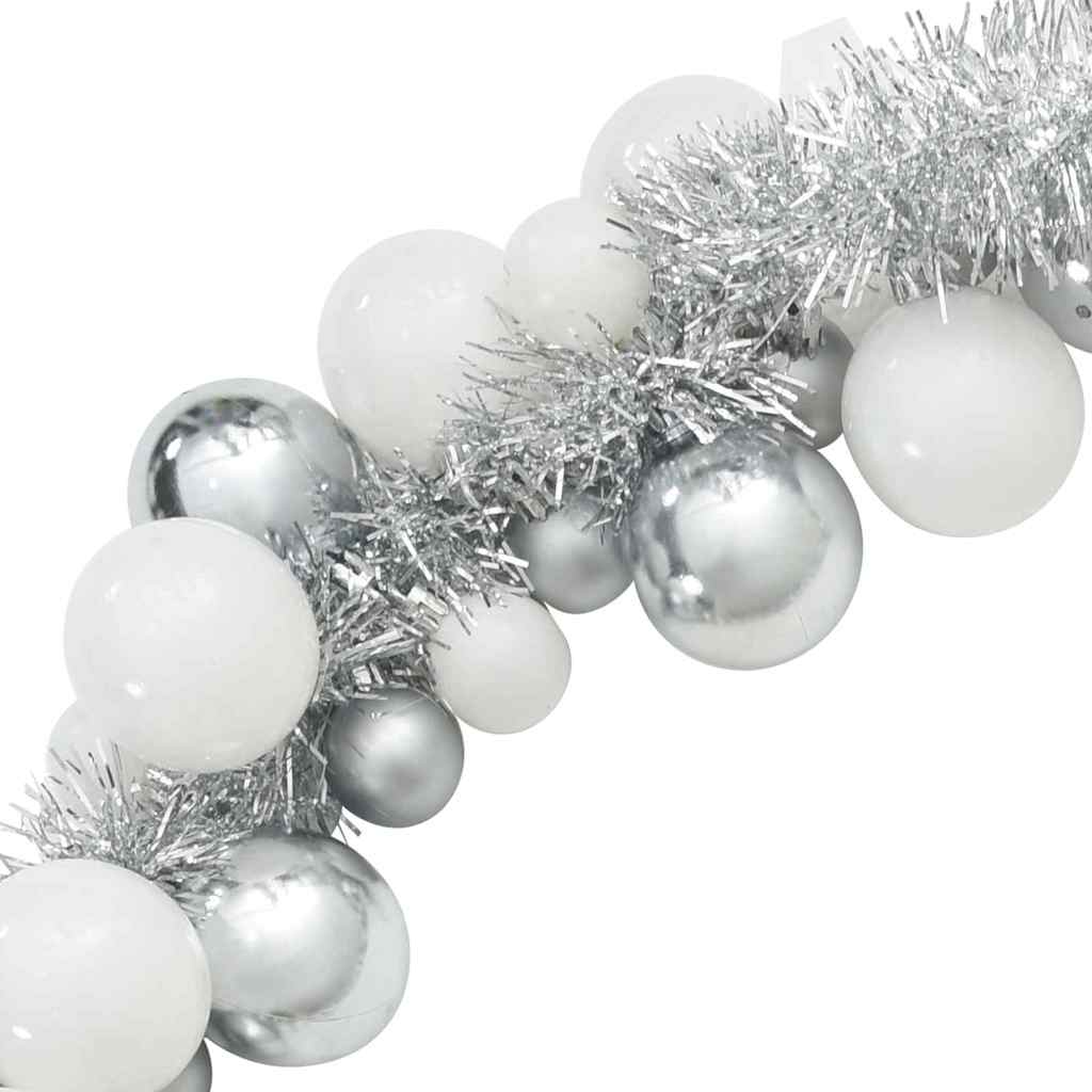 Ghirlanda di Palline di Natale Bianco e Argento 186 cm | homemem39
