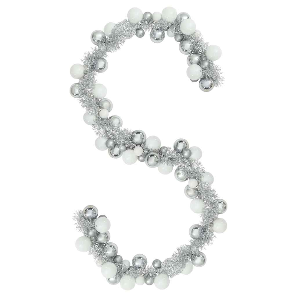 Ghirlanda di Palline di Natale Bianco e Argento 186 cm | homemem39