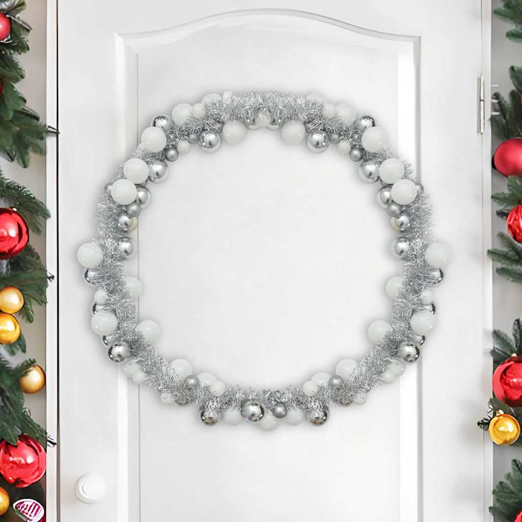 Ghirlanda di Palline di Natale Bianco e Argento 186 cm | homemem39