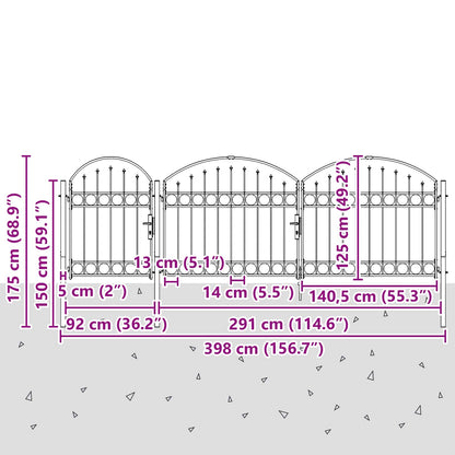 Cancello da Giardino con Parte Superiore Arcuata Assen Grigio | homemem39