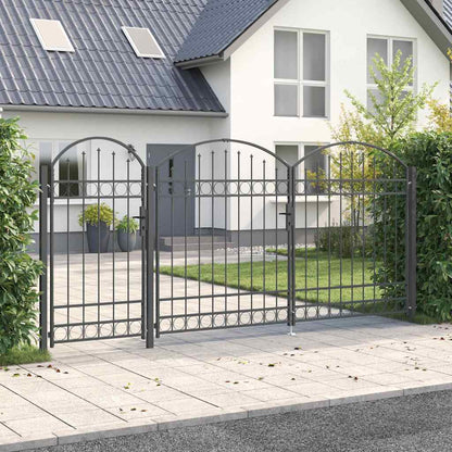 Cancello da Giardino con Parte Superiore Arcuata Assen Grigio | homemem39