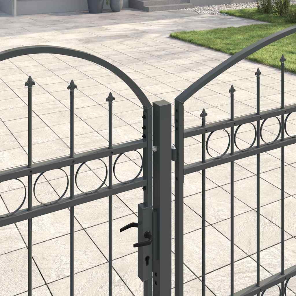 Cancello da Giardino con Parte Superiore Arcuata Assen Grigio | homemem39