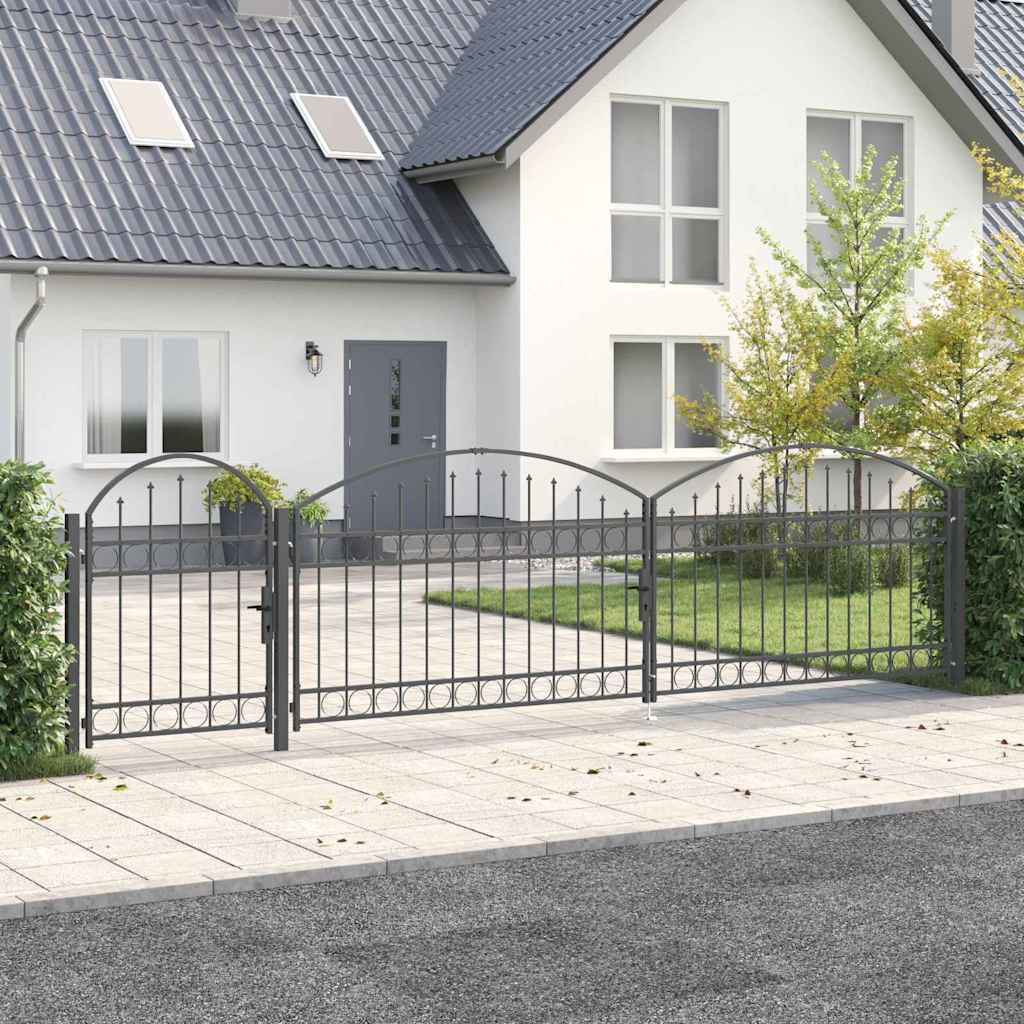 Cancello da Giardino con Parte Superiore Arcuata Assen Grigio | homemem39