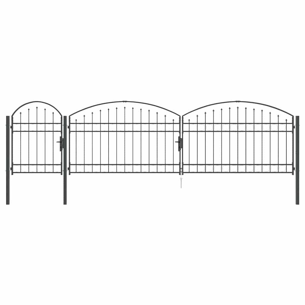 Cancello da Giardino con Parte Superiore Arcuata Assen Grigio | homemem39
