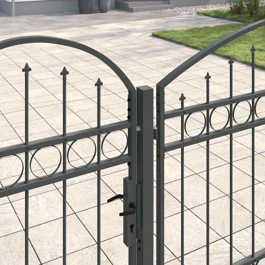 Cancello da Giardino con Parte Superiore Arcuata Assen Grigio | homemem39