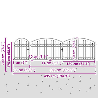 Cancello da Giardino con Parte Superiore Arcuata Assen Grigio | homemem39