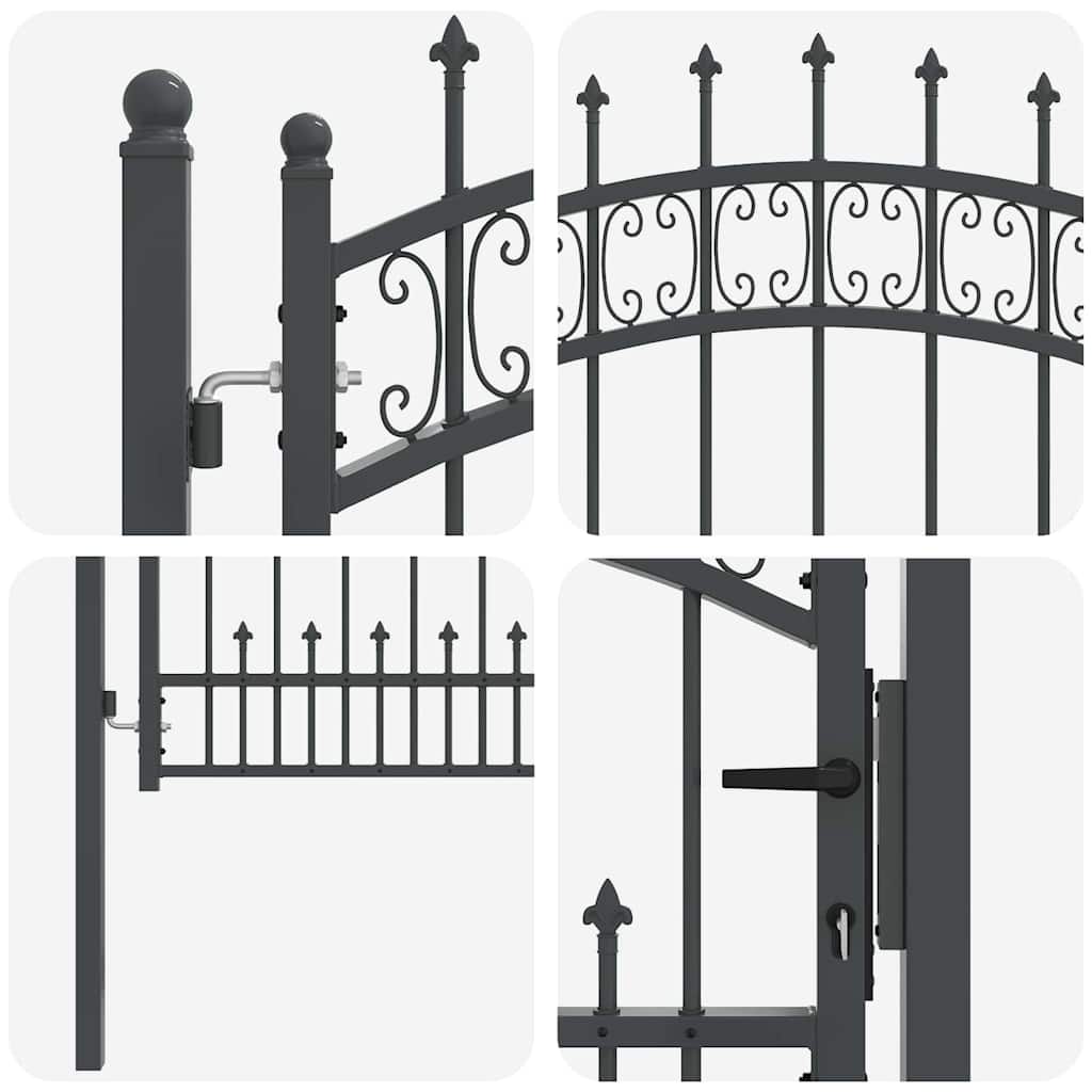 Cancello con Punta a Lancia KAMPEN 103 x 75 cm Acciaio Grigio | homemem39