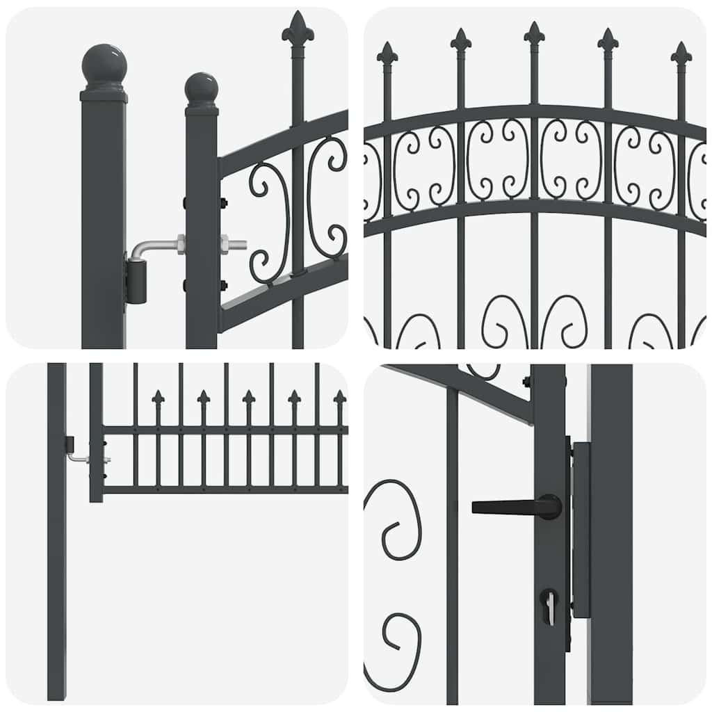 Cancello con Punta a Lancia KAMPEN 103 x 100 cm Acciaio Grigio | homemem39