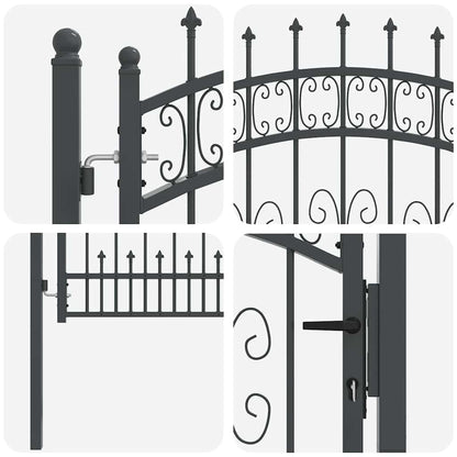 Cancello con Punta a Lancia KAMPEN 103 x 100 cm Acciaio Grigio | homemem39
