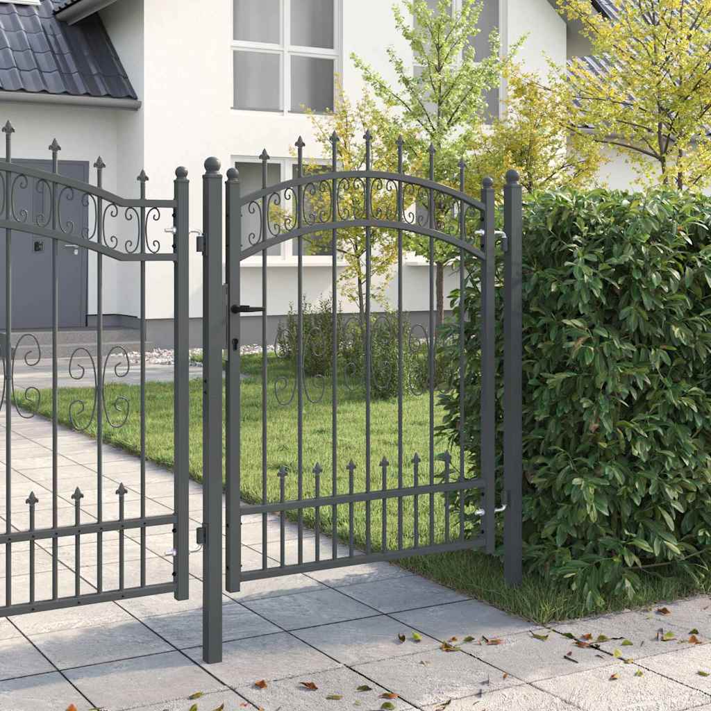 Cancello con Punta a Lancia KAMPEN 103 x 175 cm Acciaio Grigio | homemem39