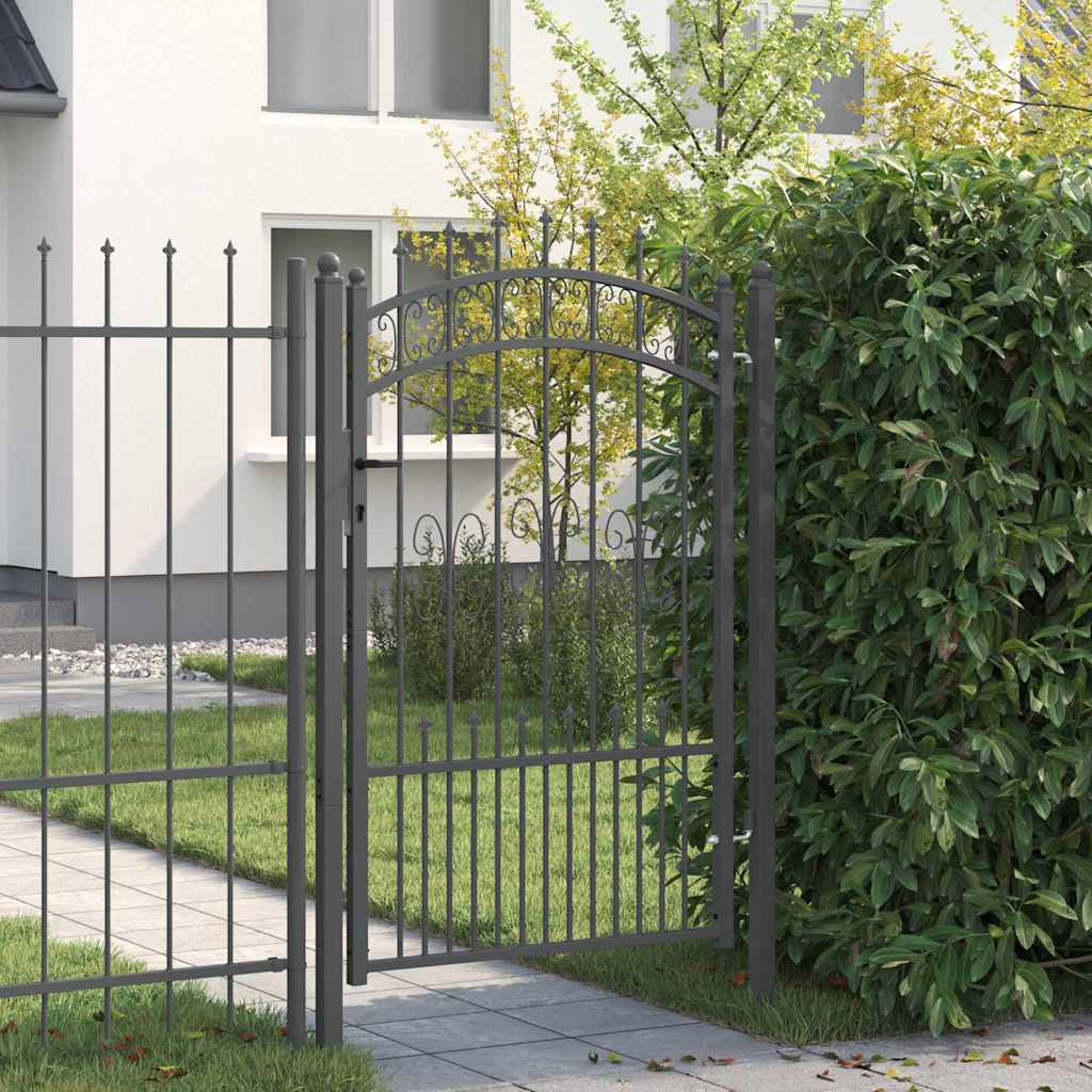 Cancello con Punta a Lancia KAMPEN 103 x 200 cm Acciaio Grigio | homemem39