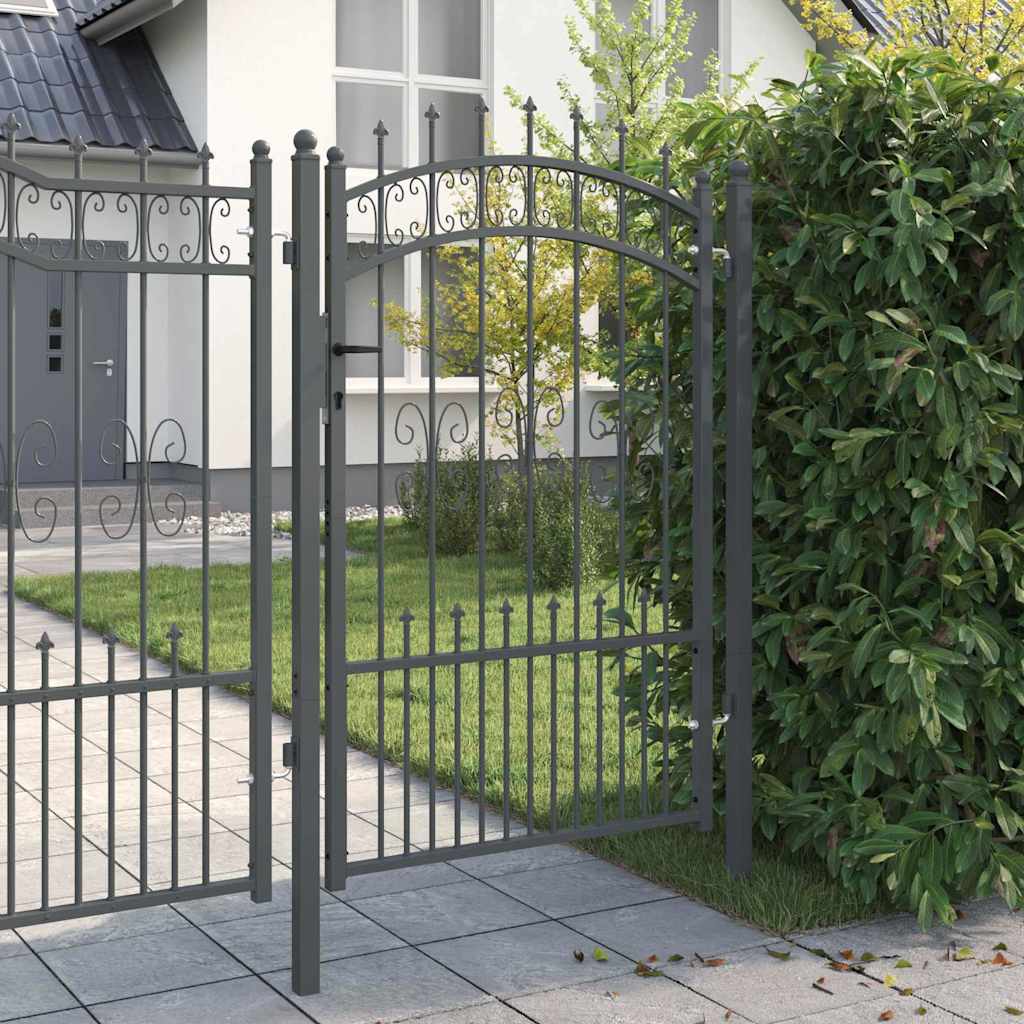 Cancello con Punta a Lancia KAMPEN 103 x 200 cm Acciaio Grigio | homemem39