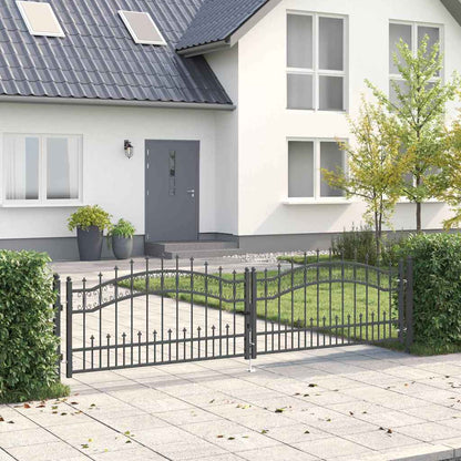 Cancello con Punta a Lancia KAMPEN 305 x 75 cm Acciaio Grigio | homemem39