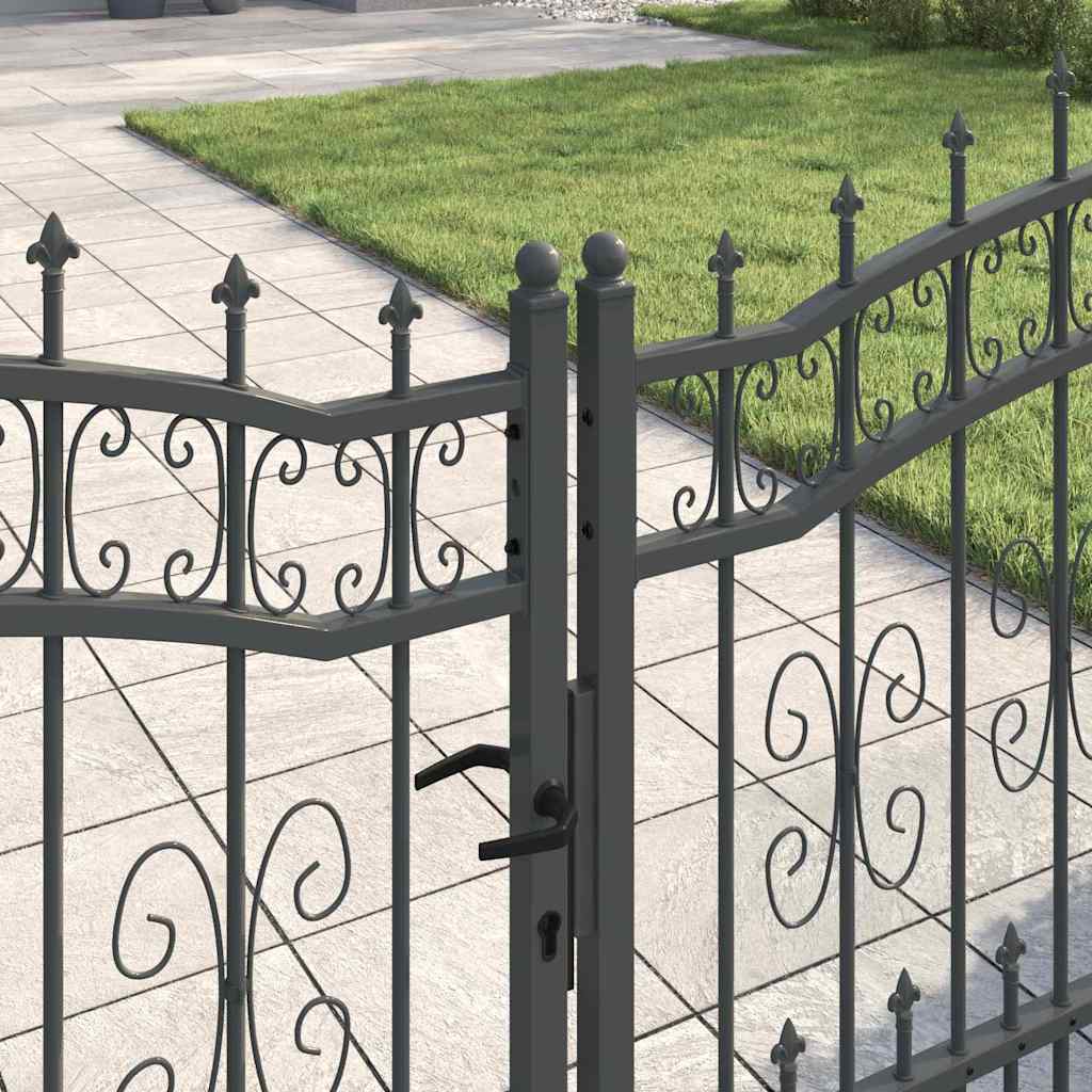 Cancello con Punta a Lancia KAMPEN 305 x 100 cm Acciaio Grigio | homemem39