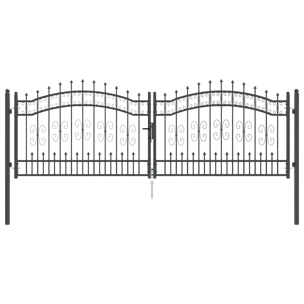 Cancello con Punta a Lancia KAMPEN 305 x 100 cm Acciaio Grigio | homemem39