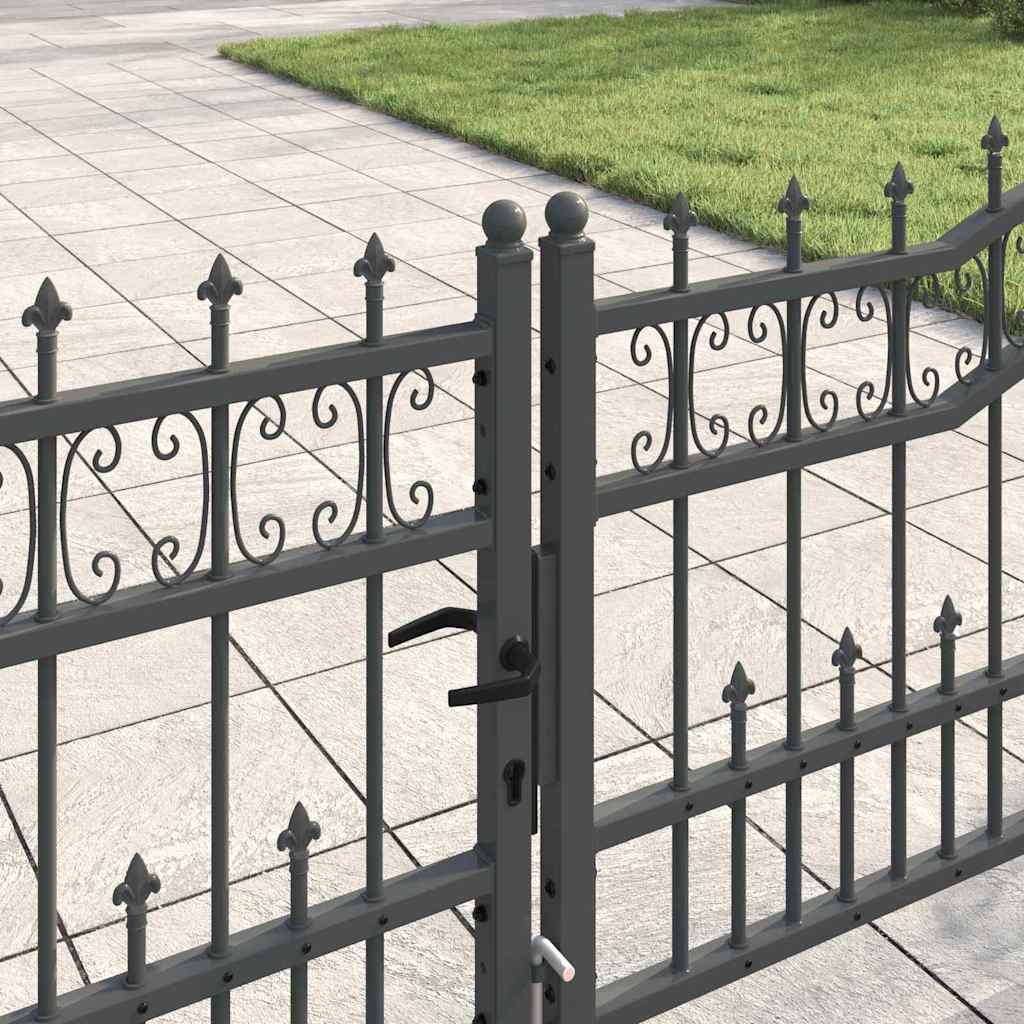 Cancello con Punta a Lancia KAMPEN 404 x 75 cm Acciaio Grigio | homemem39