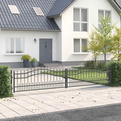 Cancello con Punta a Lancia KAMPEN 404 x 75 cm Acciaio Grigio | homemem39