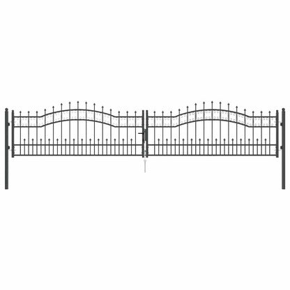 Cancello con Punta a Lancia KAMPEN 404 x 75 cm Acciaio Grigio | homemem39