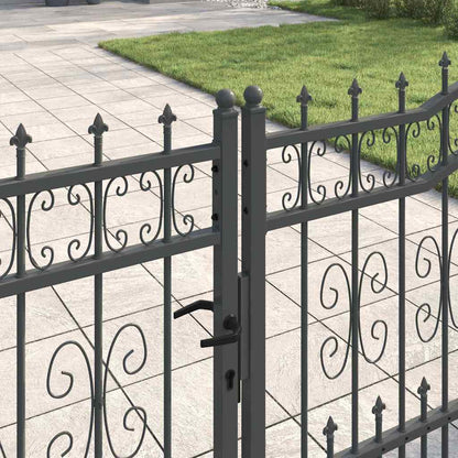 Cancello con Punta a Lancia KAMPEN 404 x 100 cm Acciaio Grigio | homemem39