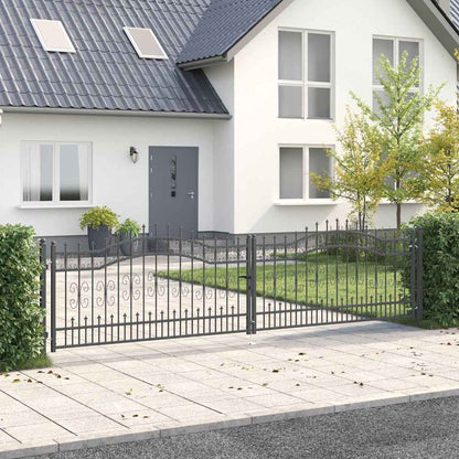 Cancello con Punta a Lancia KAMPEN 404 x 100 cm Acciaio Grigio | homemem39