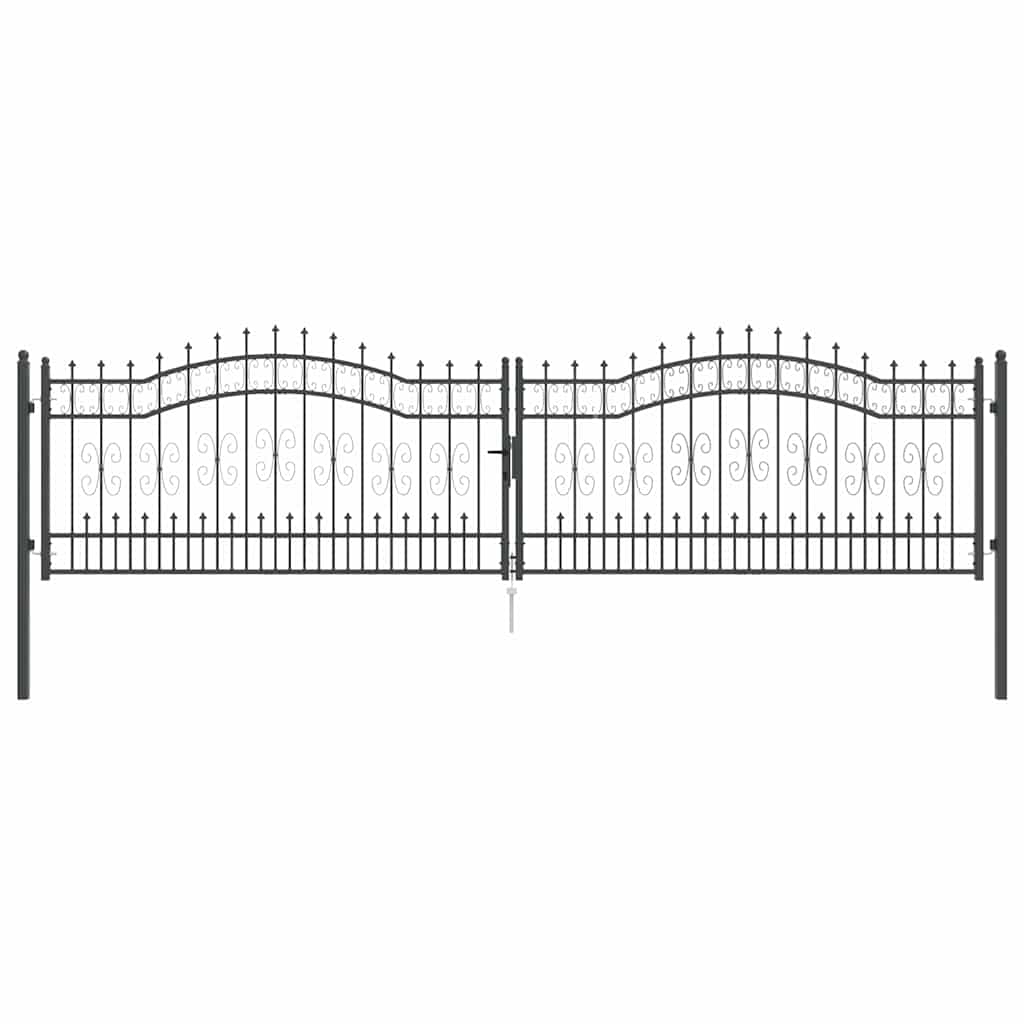 Cancello con Punta a Lancia KAMPEN 404 x 100 cm Acciaio Grigio | homemem39