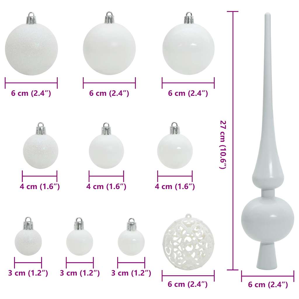 Set di Palle di Natale 120 pz 300 LED Bianco caldo Ø 6 cm | homemem39