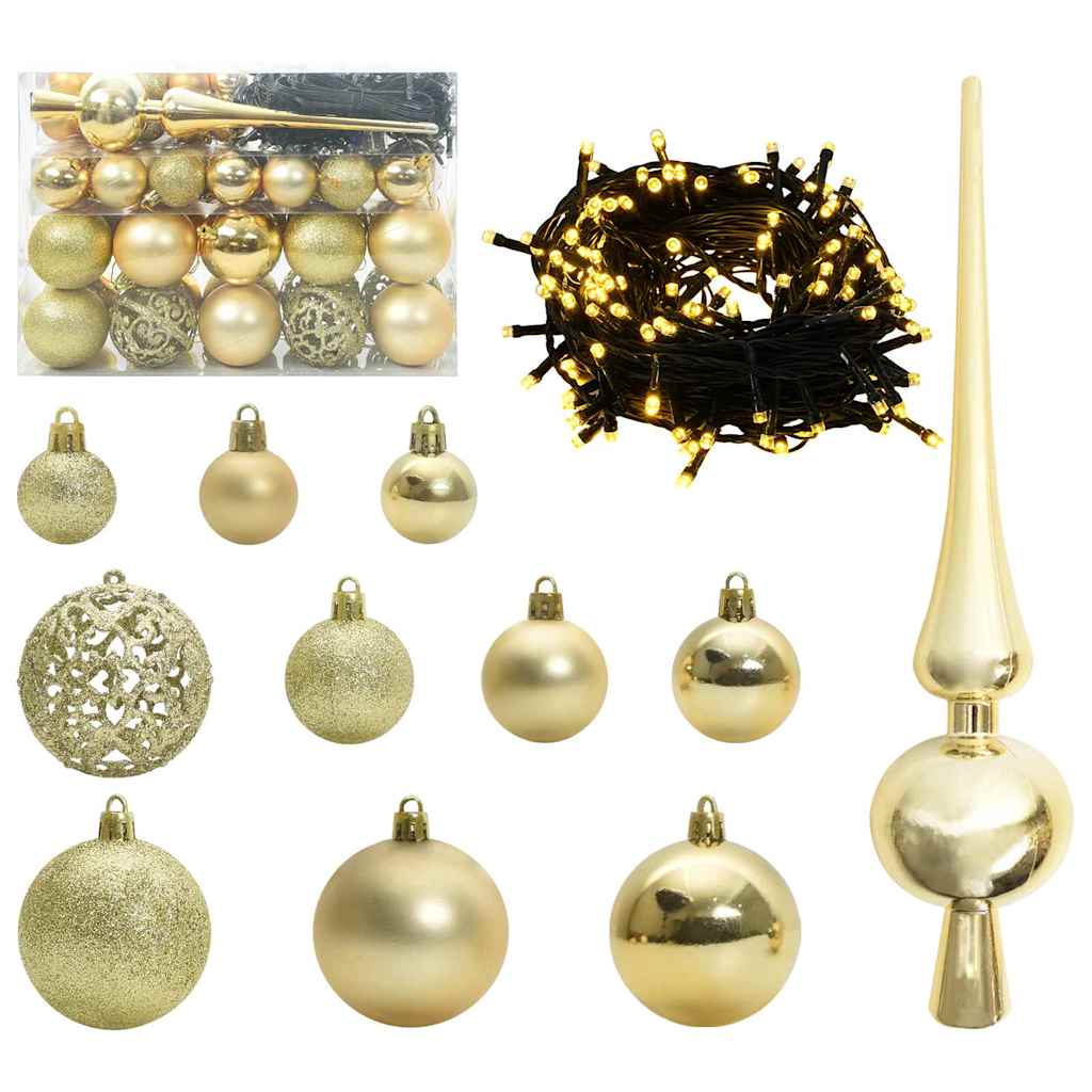 Set di Palle di Natale 61 pz 150 LED Bianco caldo Ø 6 cm