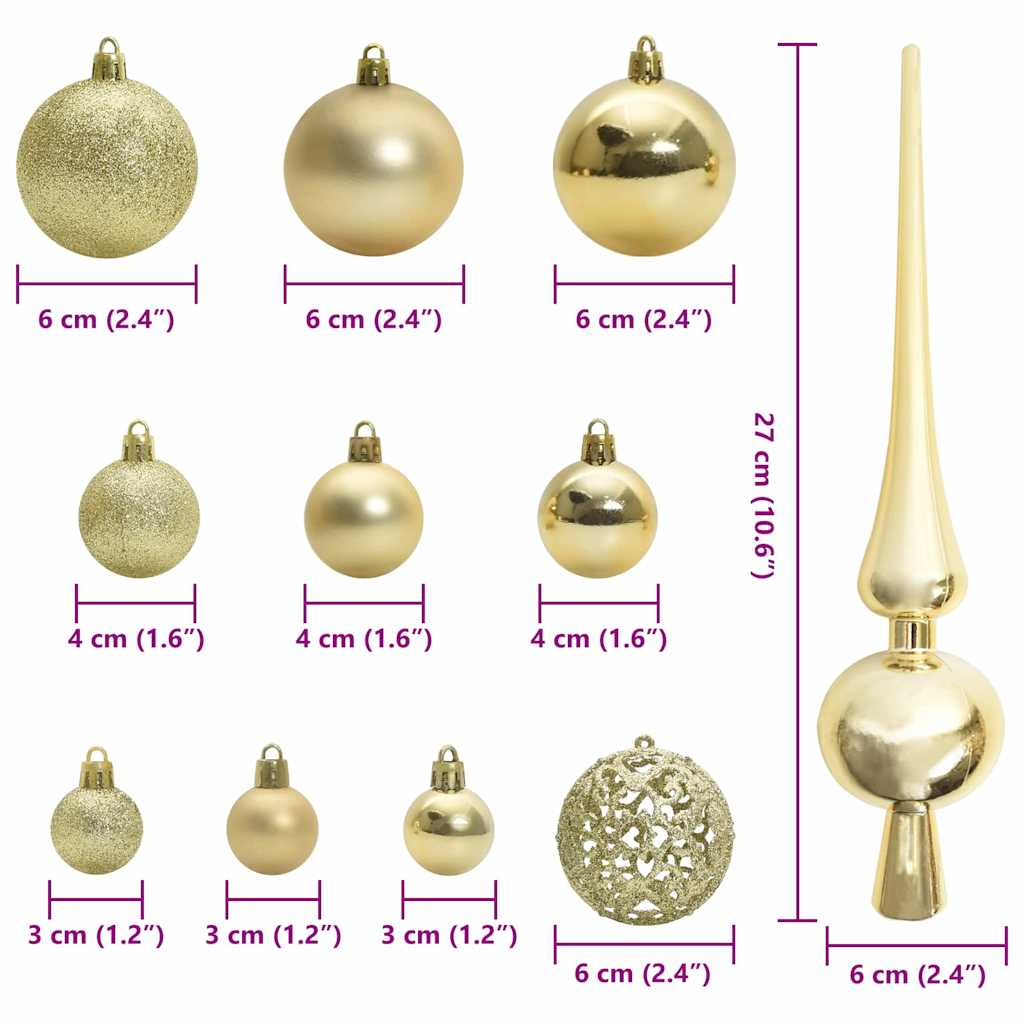 Set di Palle di Natale 120 pz 300 LED Bianco caldo Ø 6 cm | homemem39