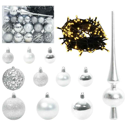 Set di Palle di Natale 61 pz 150 LED Bianco caldo Ø 6 cm