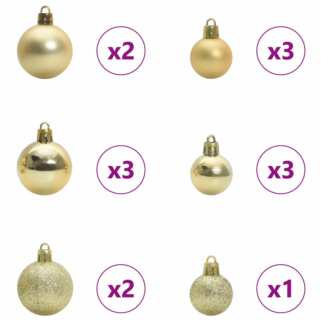 Set di Palle di Natale 61 pz 150 LED Bianco caldo Ø 6 cm | homemem39