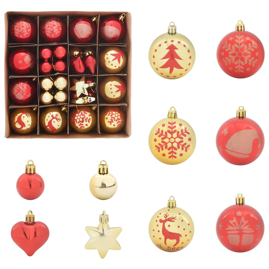 Set di Palle di Natale 40 pcs Oro e Rosso Plastica | homemem39