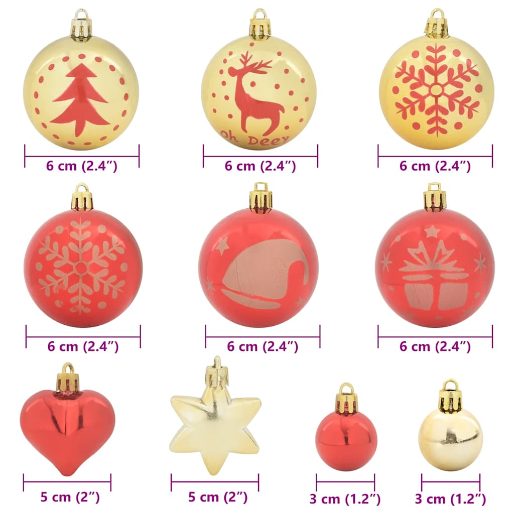 Set di Palle di Natale 40 pcs Oro e Rosso Plastica | homemem39