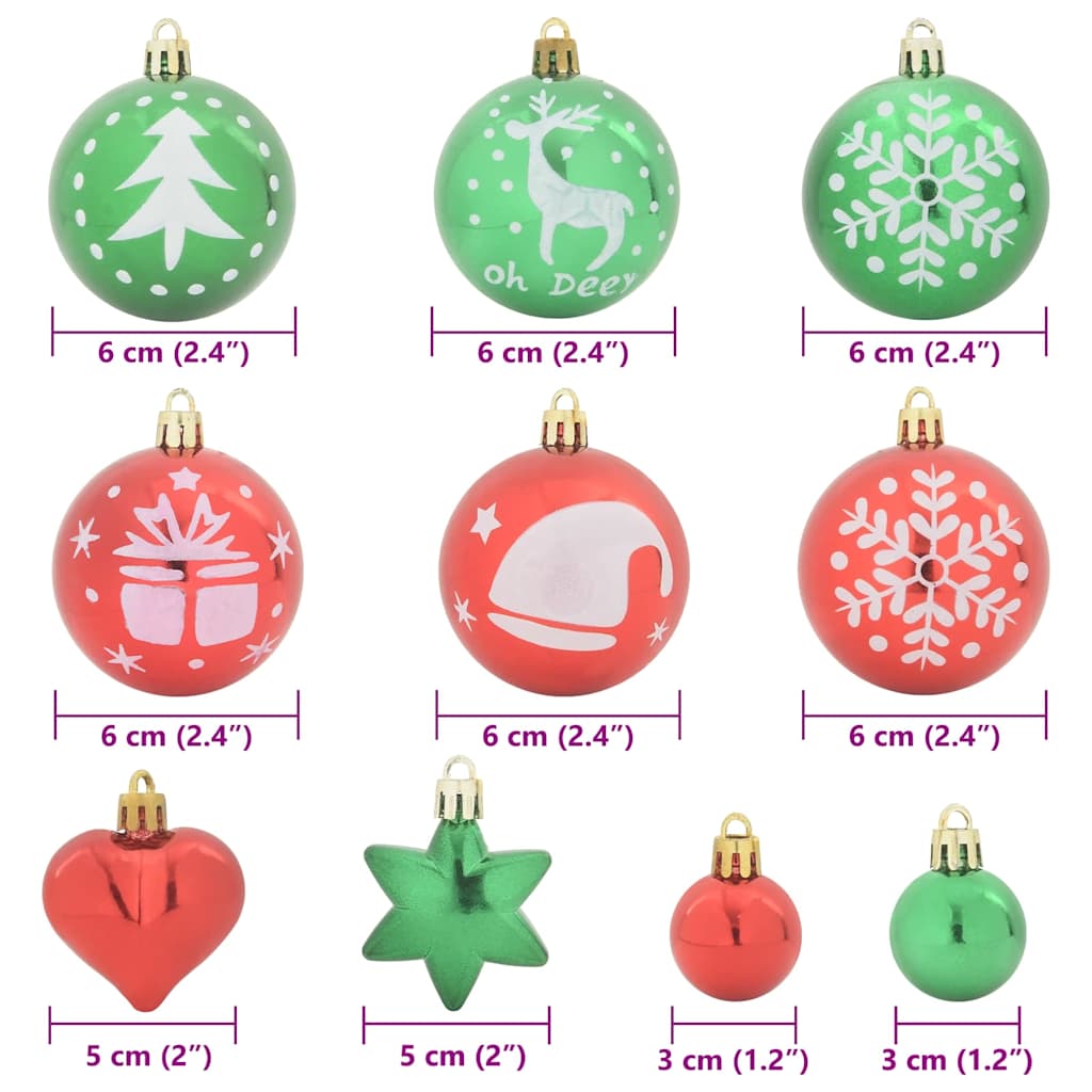Set di Palle di Natale 40 pcs Rosso e Verde Plastica | homemem39