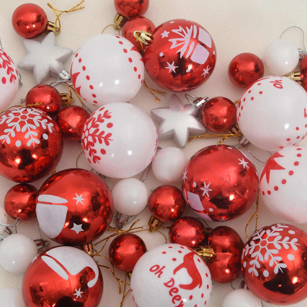 Set di Palle di Natale 40 pcs Rosso e Bianco Plastica | homemem39