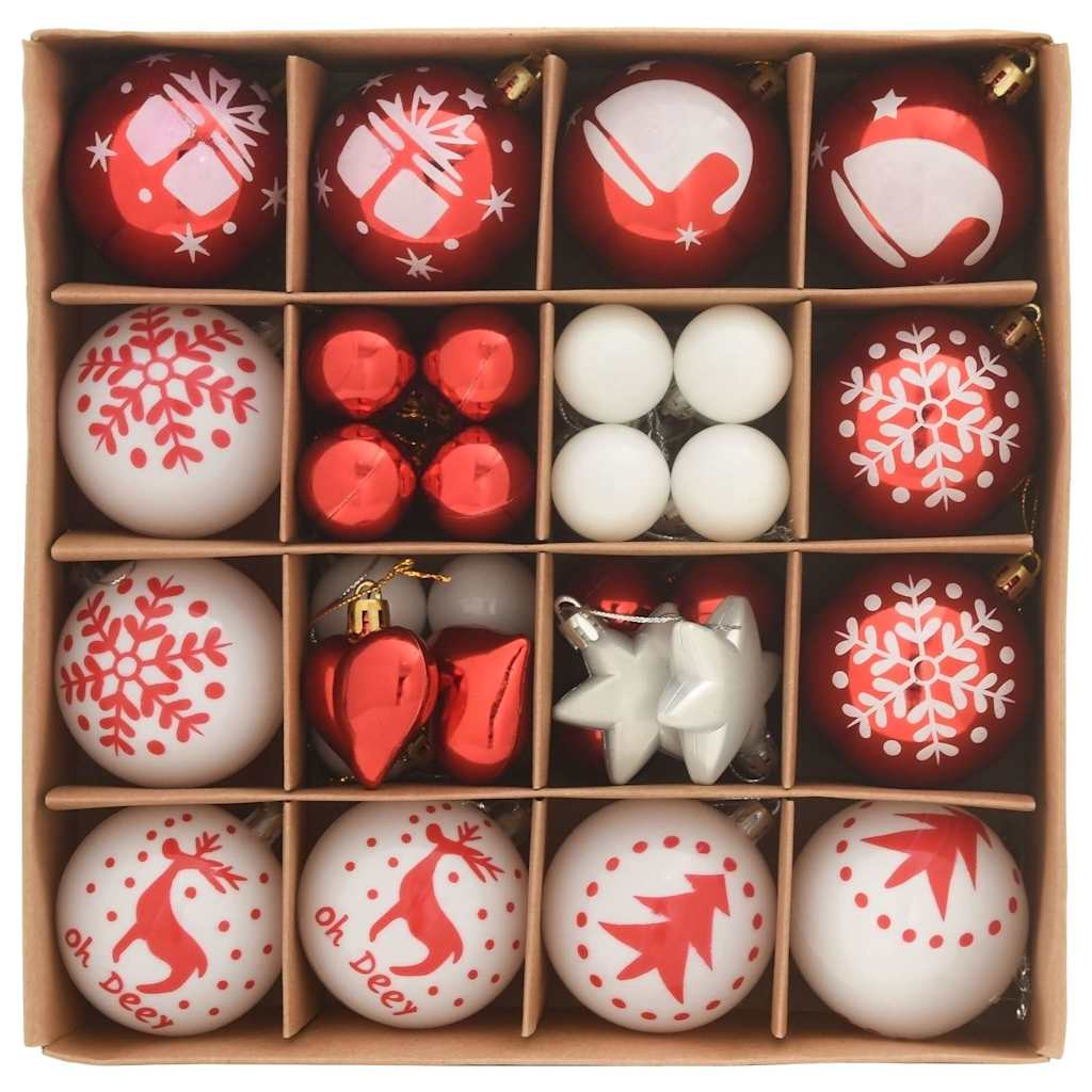 Set di Palle di Natale 40 pcs Rosso e Bianco Plastica | homemem39