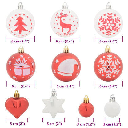 Set di Palle di Natale 40 pcs Rosso e Bianco Plastica | homemem39