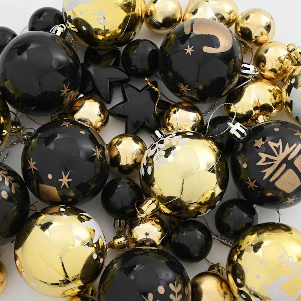 Set di Palle di Natale 40 pcs Nero e Oro Plastica | homemem39