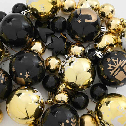 Set di Palle di Natale 40 pcs Nero e Oro Plastica | homemem39