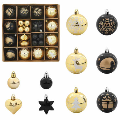 Set di Palle di Natale 40 pcs Nero e Oro Plastica | homemem39
